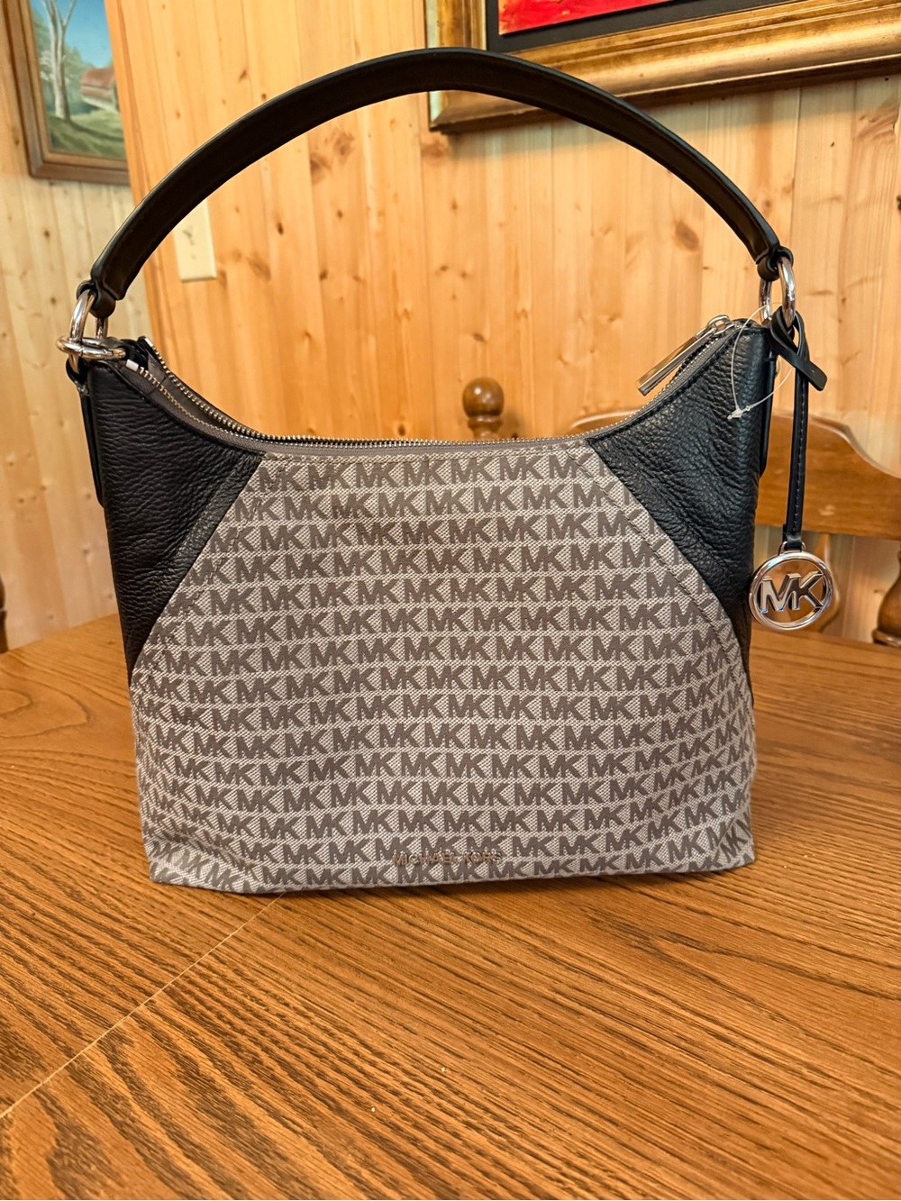 Michael Kors Gray MK Logo Shoulder Bag
